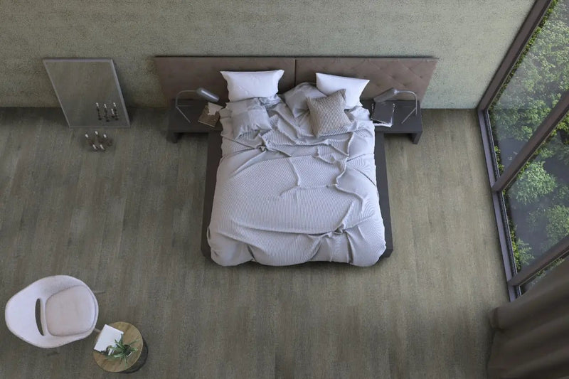 Smithcliffs Emridge Semi Gloss Flush Stair Nose Wood Look Rigid Core Moldings 4.53x0.94 in a finished room