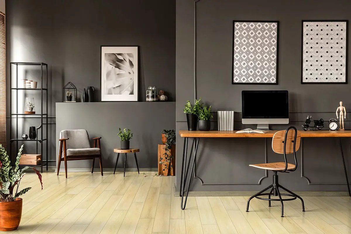 Smithcliffs Glenbury Oak Matte Wood Look Rigid Core Planks 7.7x48 in a finished room