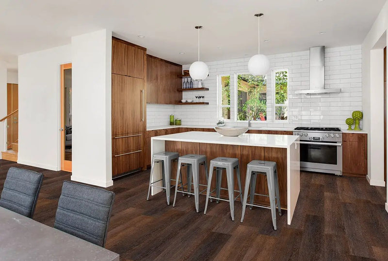 Smithcliffs Hillsdale Semi Gloss Wood Look Rigid Core Moldings 12x1.25 in a finished room