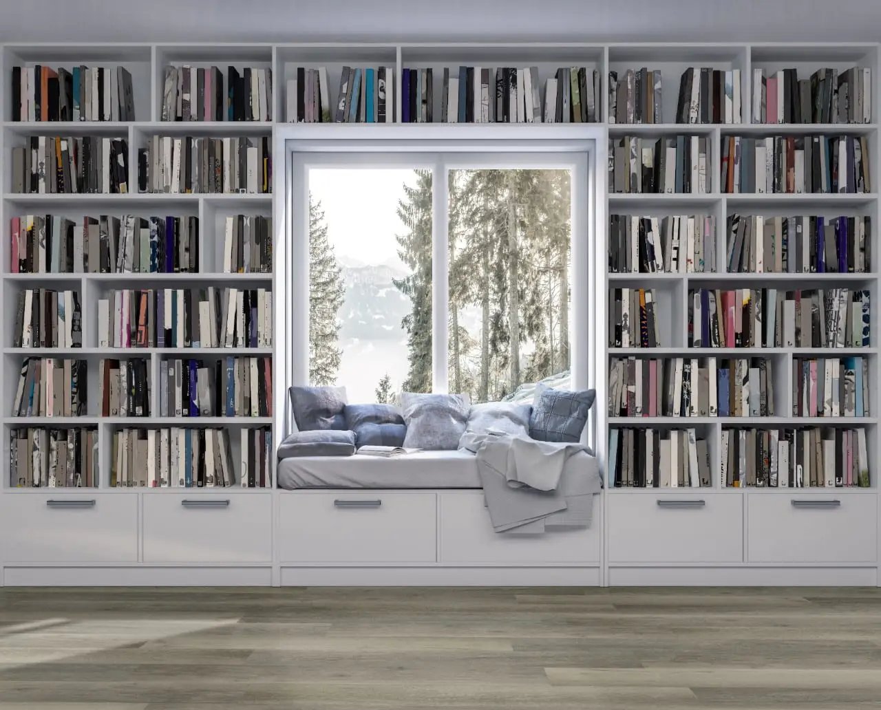 Smithcliffs Malton Semi Gloss Quarter Round Wood Look Rigid Core Moldings 0.64x0.75 in a finished room