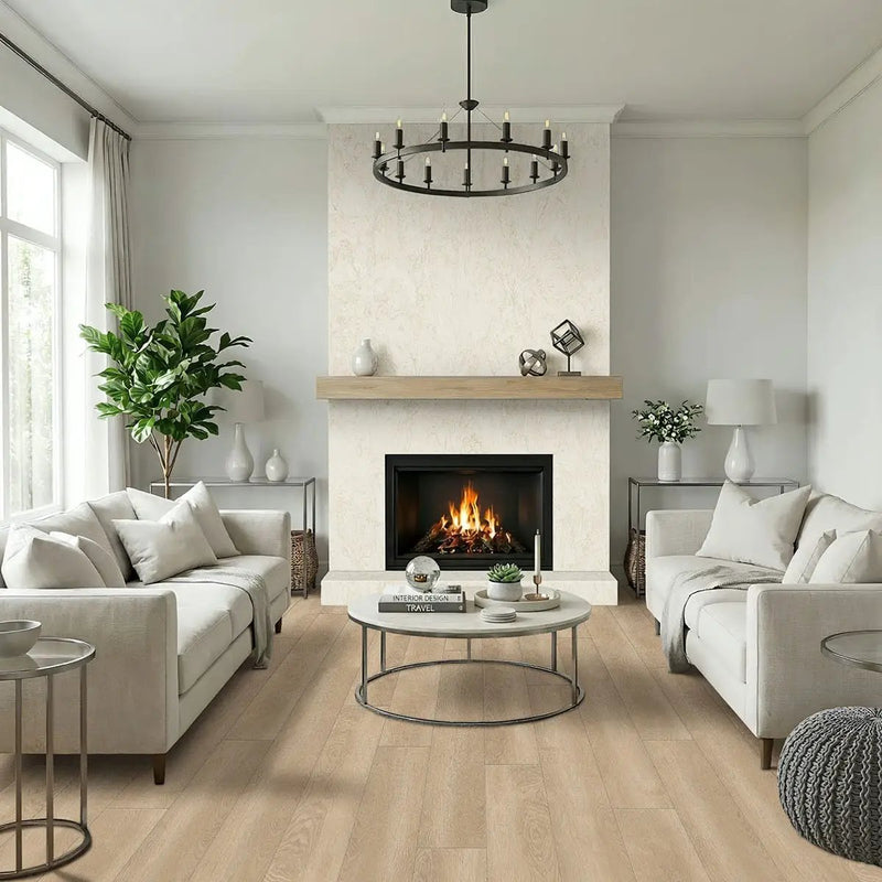 Shorecliffs Schertz Oaks Semi Gloss T Molding Wood Look Rigid Core Moldings 1.77x0.28 in a finished room