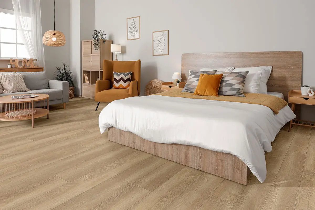 Shorecliffs Schertz Oaks Matte Wood Look Rigid Core Planks 9x87 in a finished room