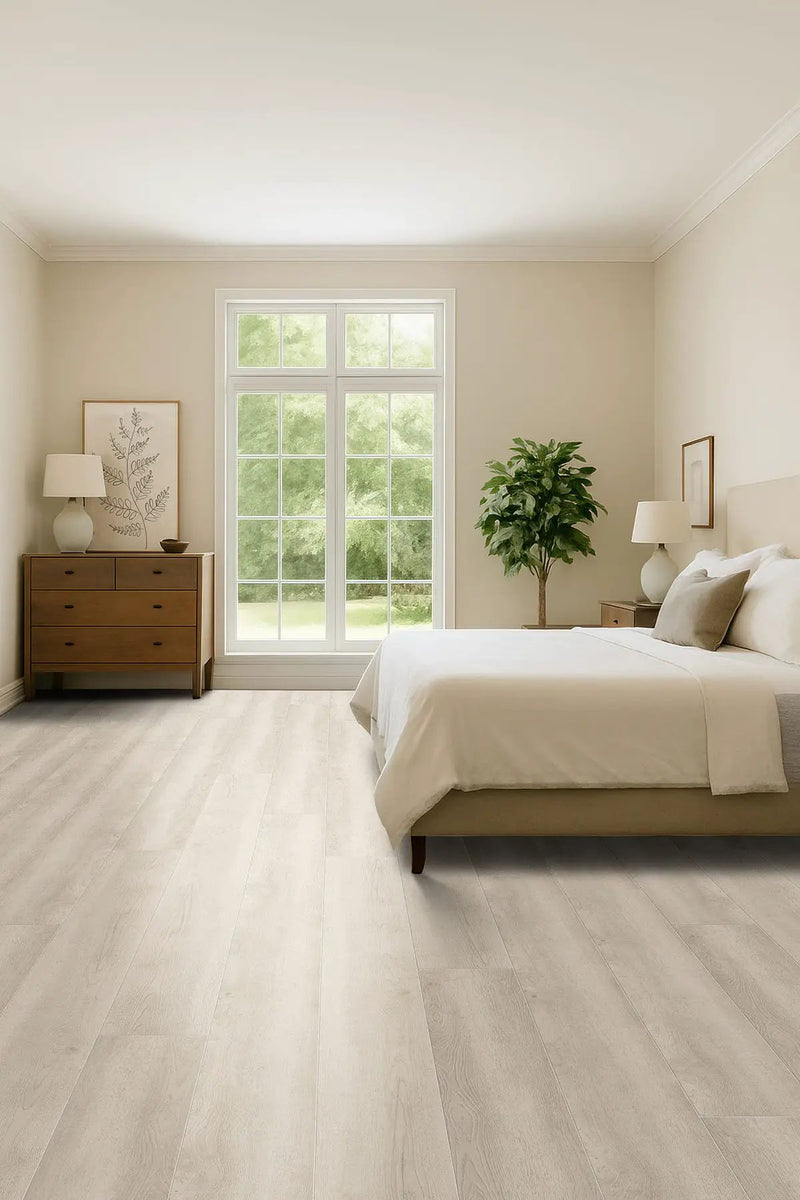Shorecliffs Sunny Shake Matte Wood Look Rigid Core Planks 9x87 in a finished room