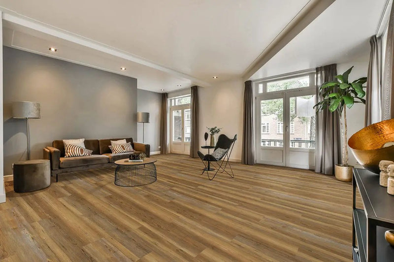 Cyrus 2.0 Barnstorm Semi Gloss Wood Look Lvt Moldings 12x1.25 in a finished room