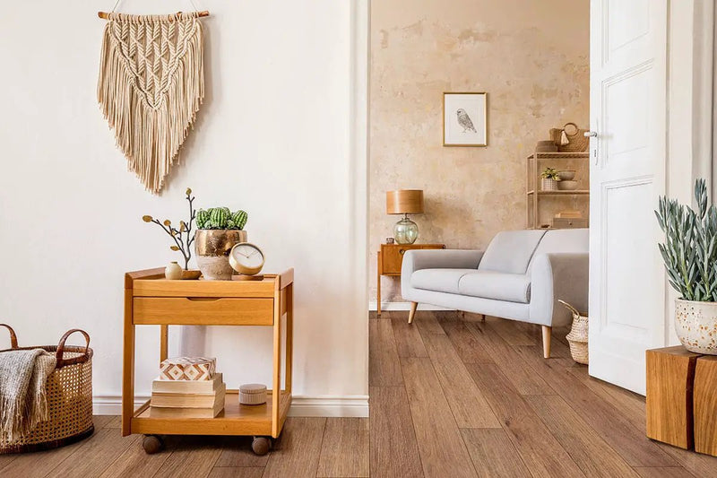 Andover Bellamy Brooks Semi Gloss End Cap Wood Look Lvt Moldings 1.5x0.25 in a finished room