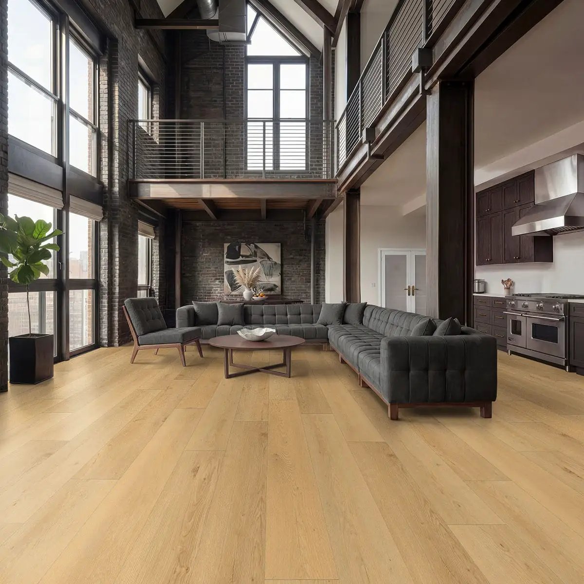 Wayne Parc Bluffview Semi Gloss Quarter Round Wood Look Lvt Moldings 0.64x0.75 in a finished room