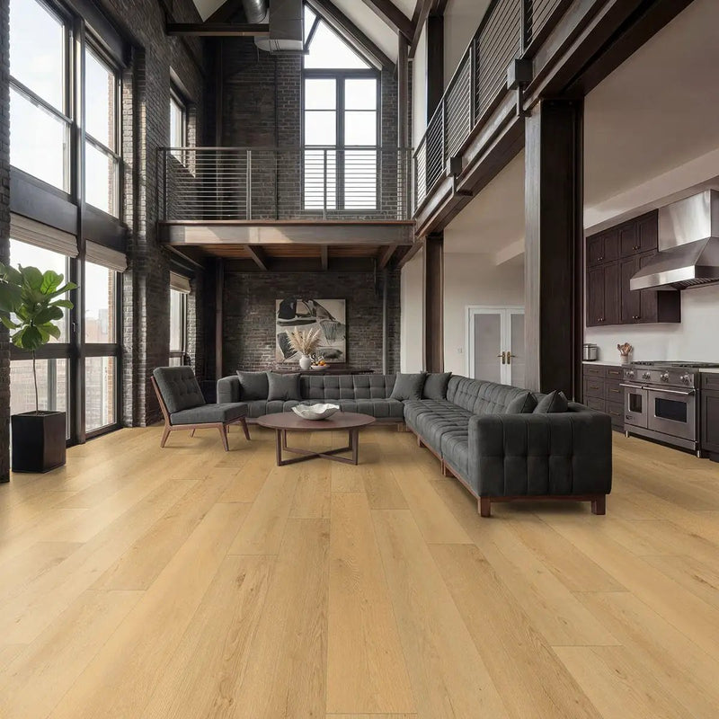Wayne Parc Bluffview Semi Gloss Quarter Round Wood Look Lvt Moldings 0.64x0.75 in a finished room