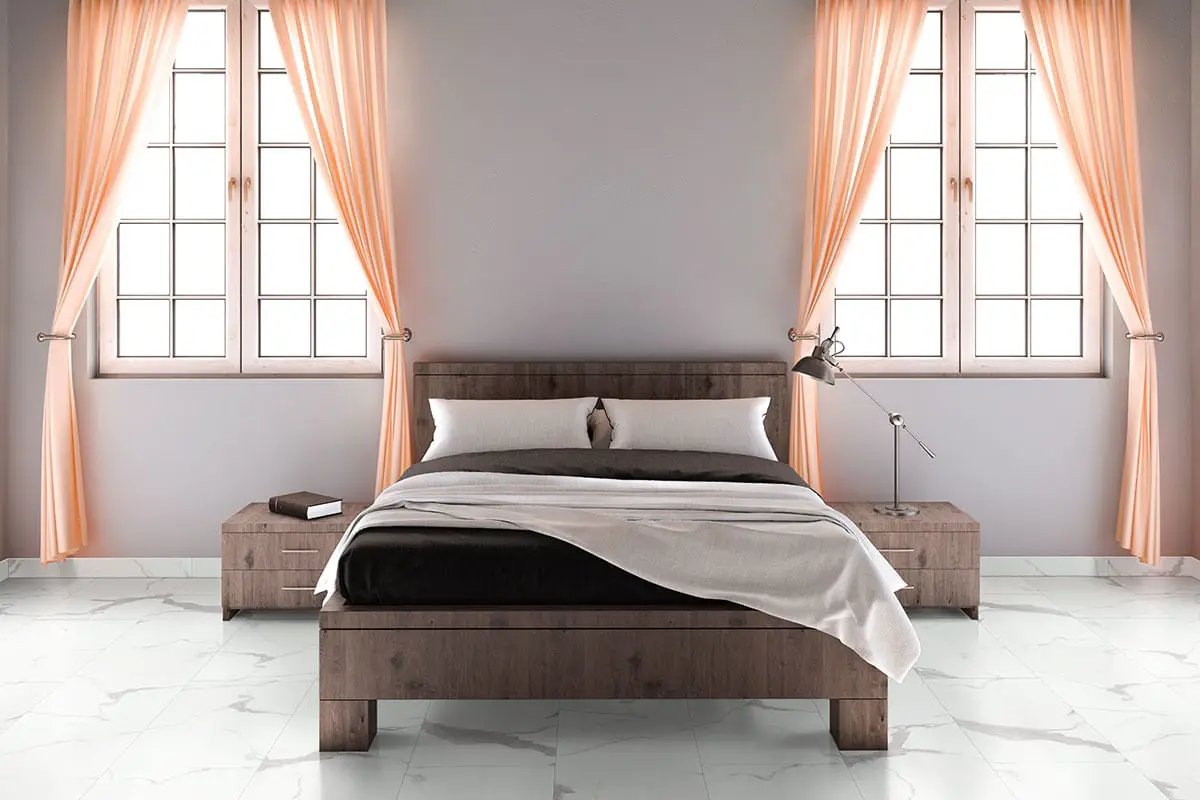 Trecento Calacatta Marbello Semi Gloss End Cap Lvt Moldings 1.5x0.25 in a finished room