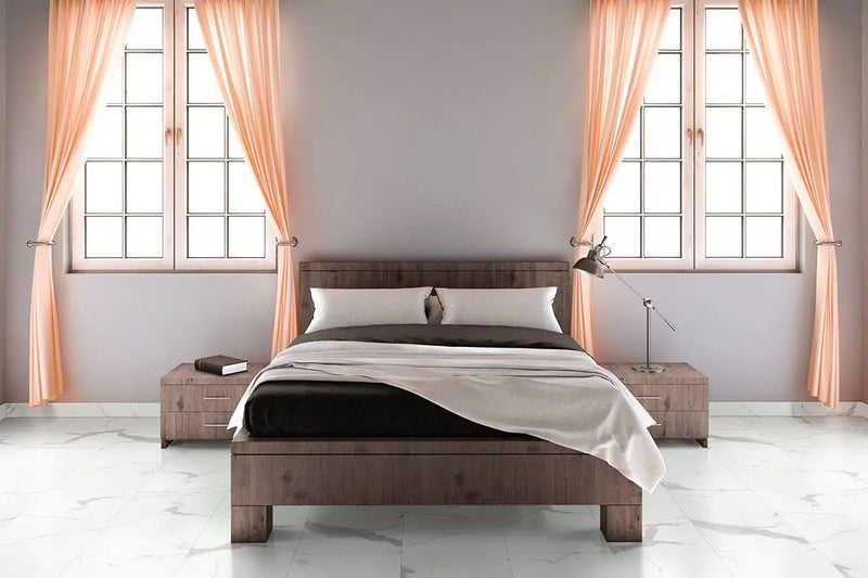 Trecento Calacatta Marbello Semi Gloss End Cap Lvt Moldings 1.5x0.25 in a finished room