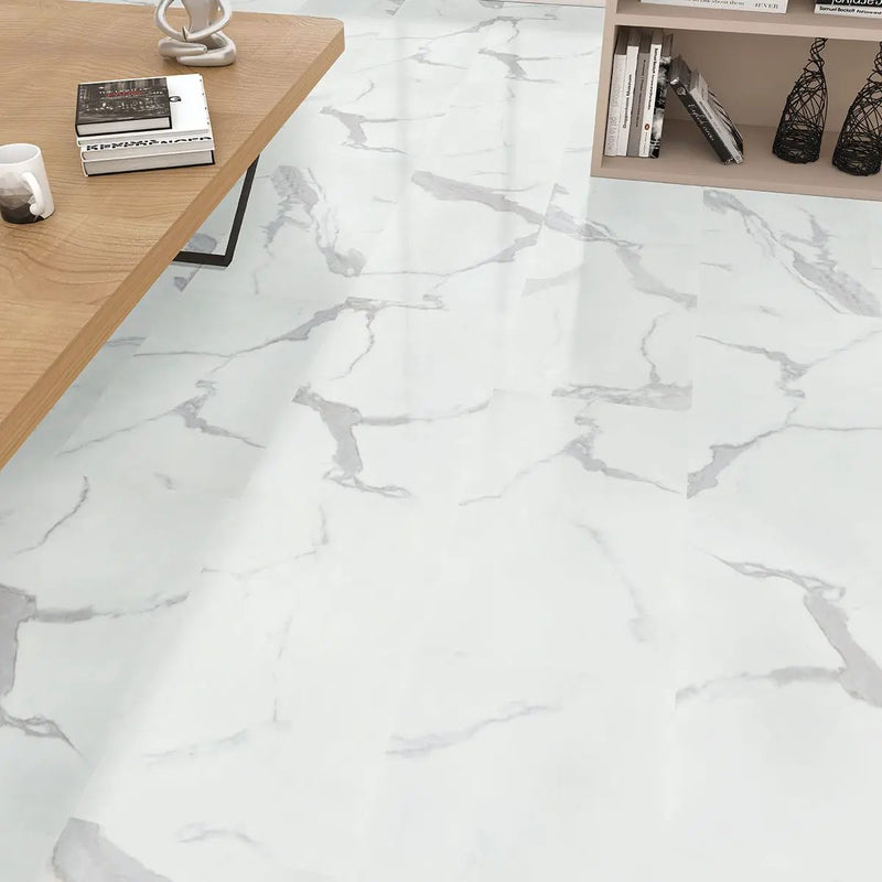 Trecento Calacatta Marbello Semi Gloss Quarter Round Lvt Moldings 0.64x0.75 in a finished room