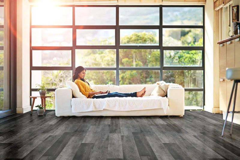 Andover Dakworth Semi Gloss Flush Stair Nose Wood Look Lvt Moldings 2.75x0.75 in a finished room