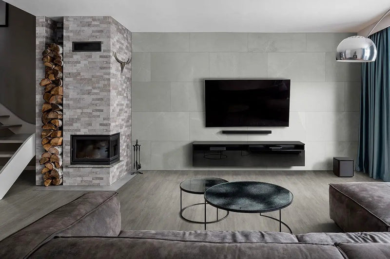 Cyrus Grayton Semi Gloss Quarter Round Wood Look Lvt Moldings 0.64x0.75 in a finished room