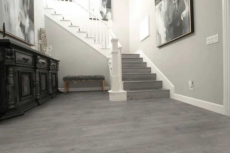 Prescott Grayton Matte Lvt Planks 7x48 in a finished room