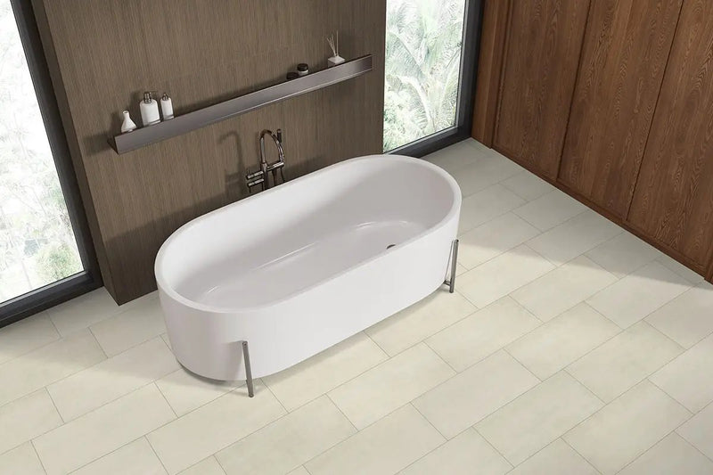 Trecento Ivorelle Semi Gloss Quarter Round Stone Look Lvt Moldings 0.64x0.75 in a finished room