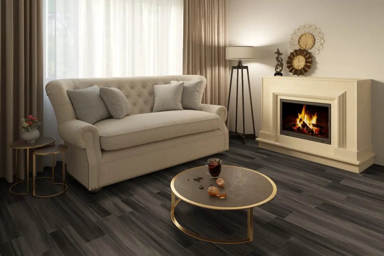Cyrus Jenta Semi Gloss End Cap Wood Look Lvt Moldings 1.5x0.25 in a finished room