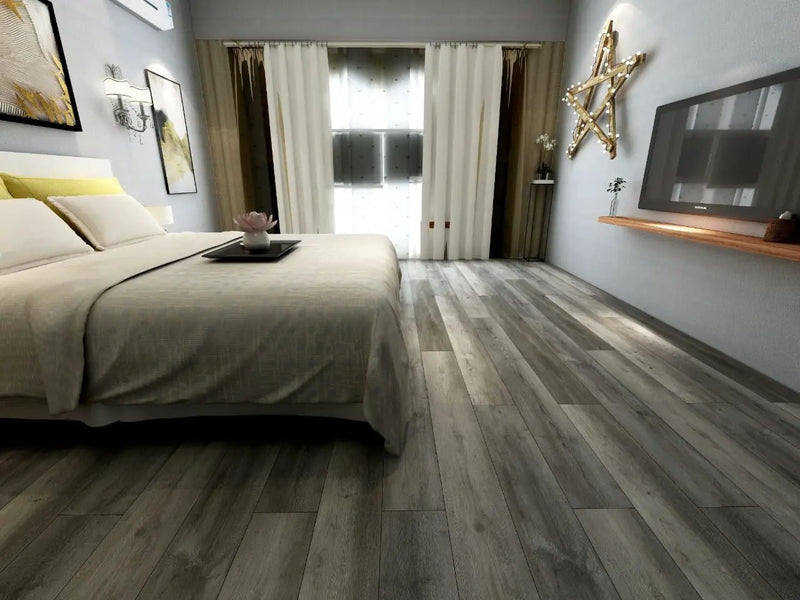Cyrus 2.0 Katella Ash Matte Wood Look Lvt Planks 7x48 in a finished room