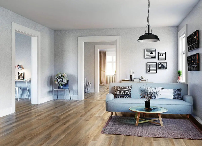 Ashton Maracay Brown Semi Gloss Flush Stair Nose End Cap Wood Look Lvt Moldings 2.75x0.75 in a finished room