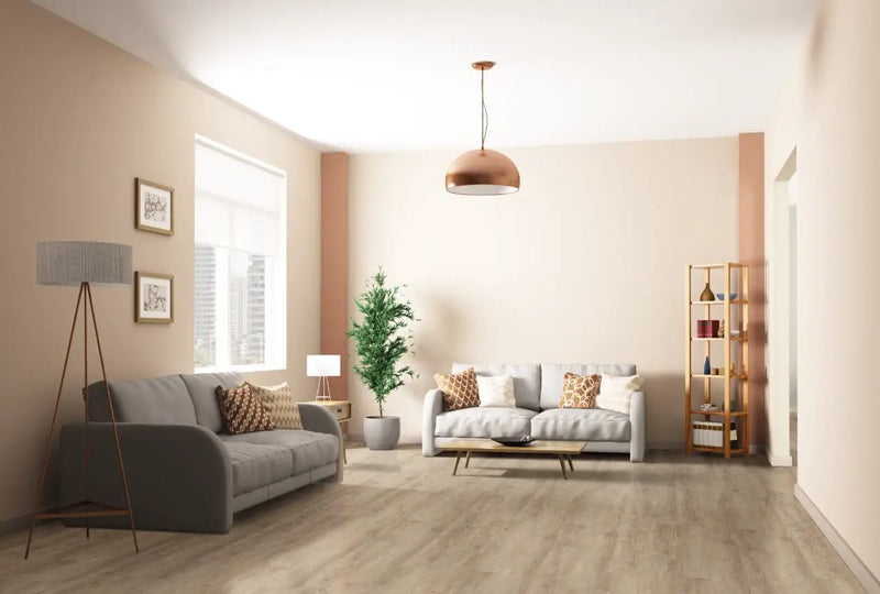 Cyrus Sandino Semi Gloss Overlap Stair Nose Wood Look Lvt Moldings 2.23x1.03 in a finished room