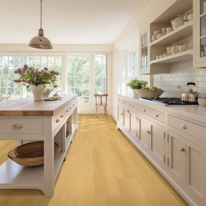 Laurel Selbourne Semi Gloss End Cap Wood Look Lvt Moldings 1.5x0.25 in a finished room