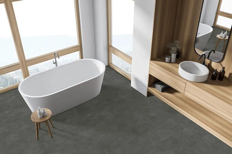 Trecento Stormbound Stone Look Lvt Tiles 12x24 in a finished room