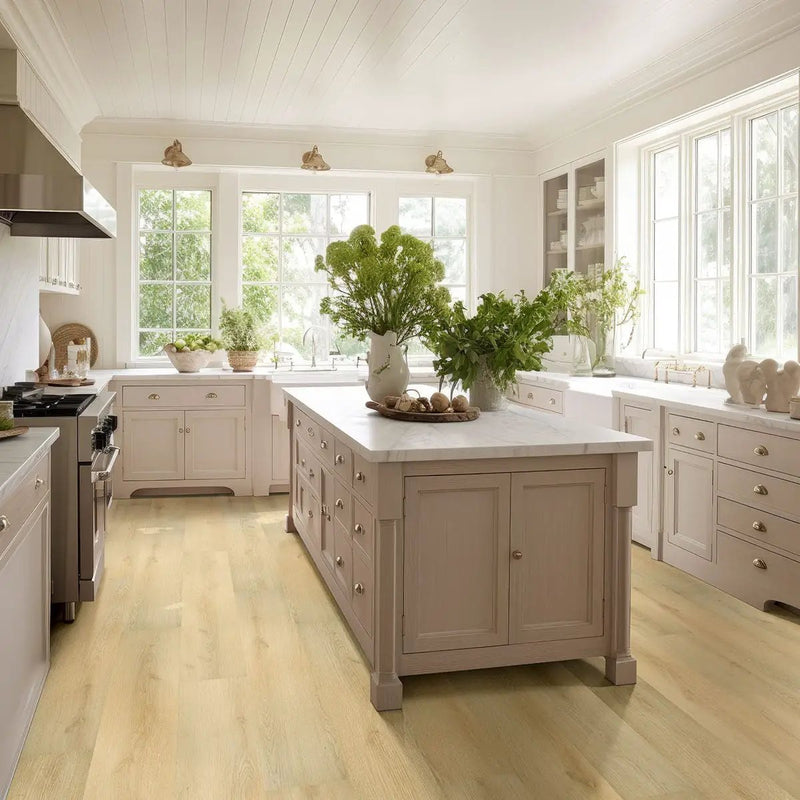 Laurel Tranquilla Semi Gloss End Cap Wood Look Lvt Moldings 1.5x0.25 in a finished room