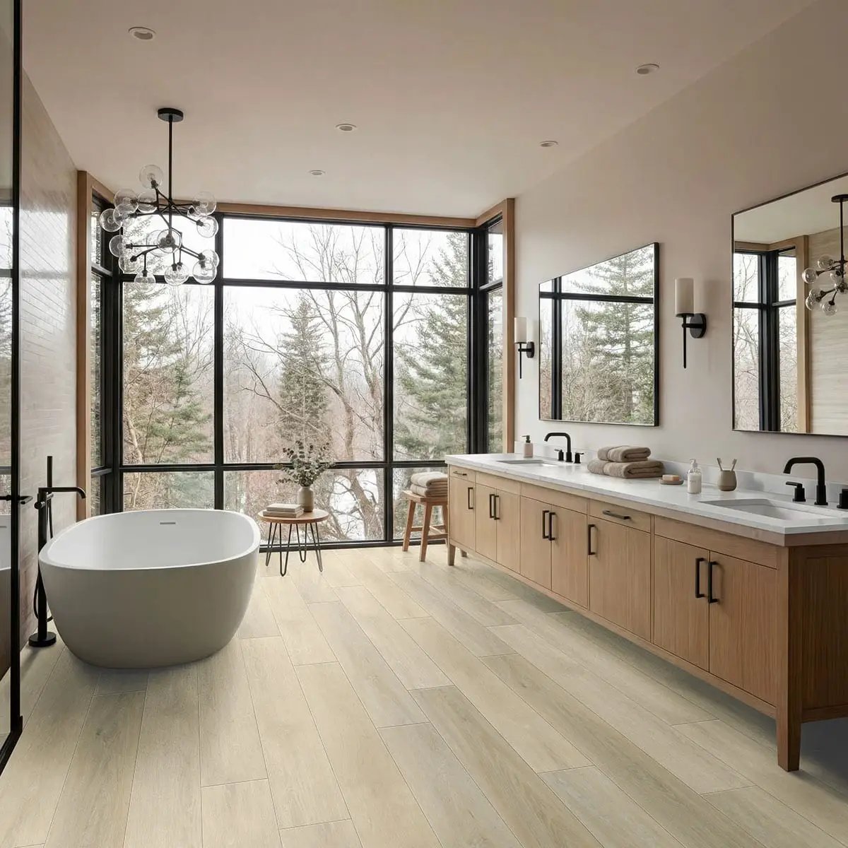 Wayne Parc Waldron Semi Gloss Quarter Round Wood Look Lvt Moldings 0.64x0.75 in a finished room