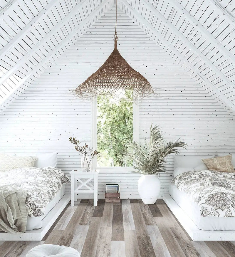 Prescott Weathered Brina Matte Wood Look Lvt Planks 7x48 in a finished room