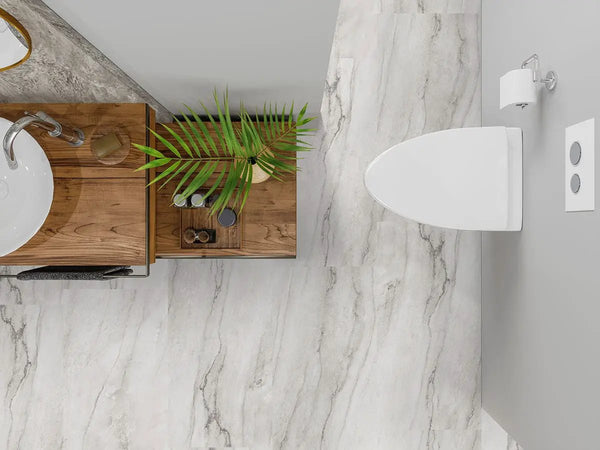 Xl Trecento Quarzo Taj Marble Look Lvt Tiles 18x36 in a finished room