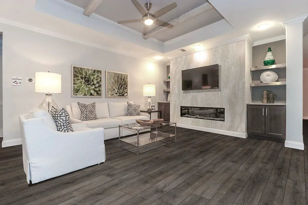 Xl Prescott Walnut Waves Matte Wood Look Lvt Planks 9x60 in a finished room