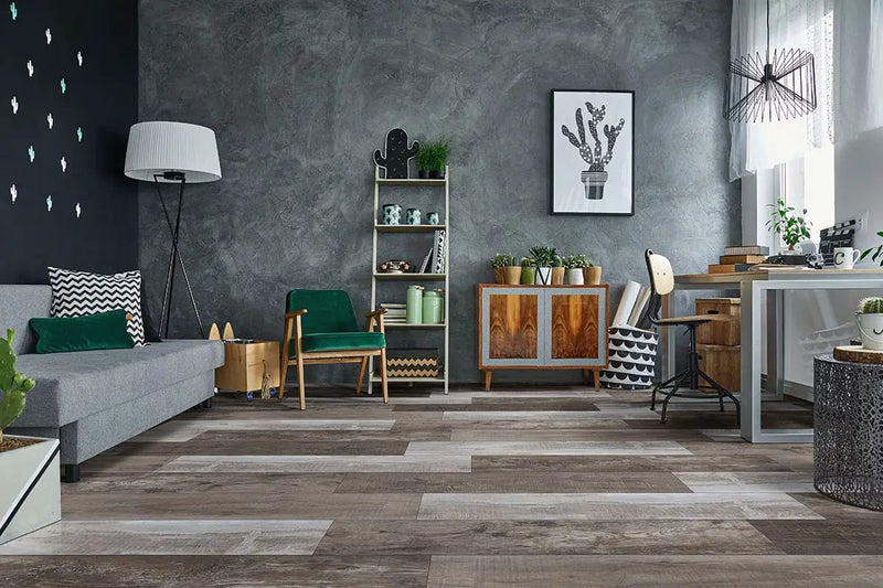 Xl Prescott Weathered Brina Matte Wood Look Lvt Planks 9x60 in a finished room