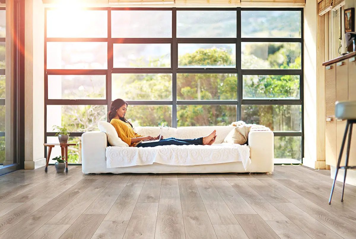Xl Cyrus Whitfield Gray Matte Wood Look Lvt Planks 9x60 in a finished room
