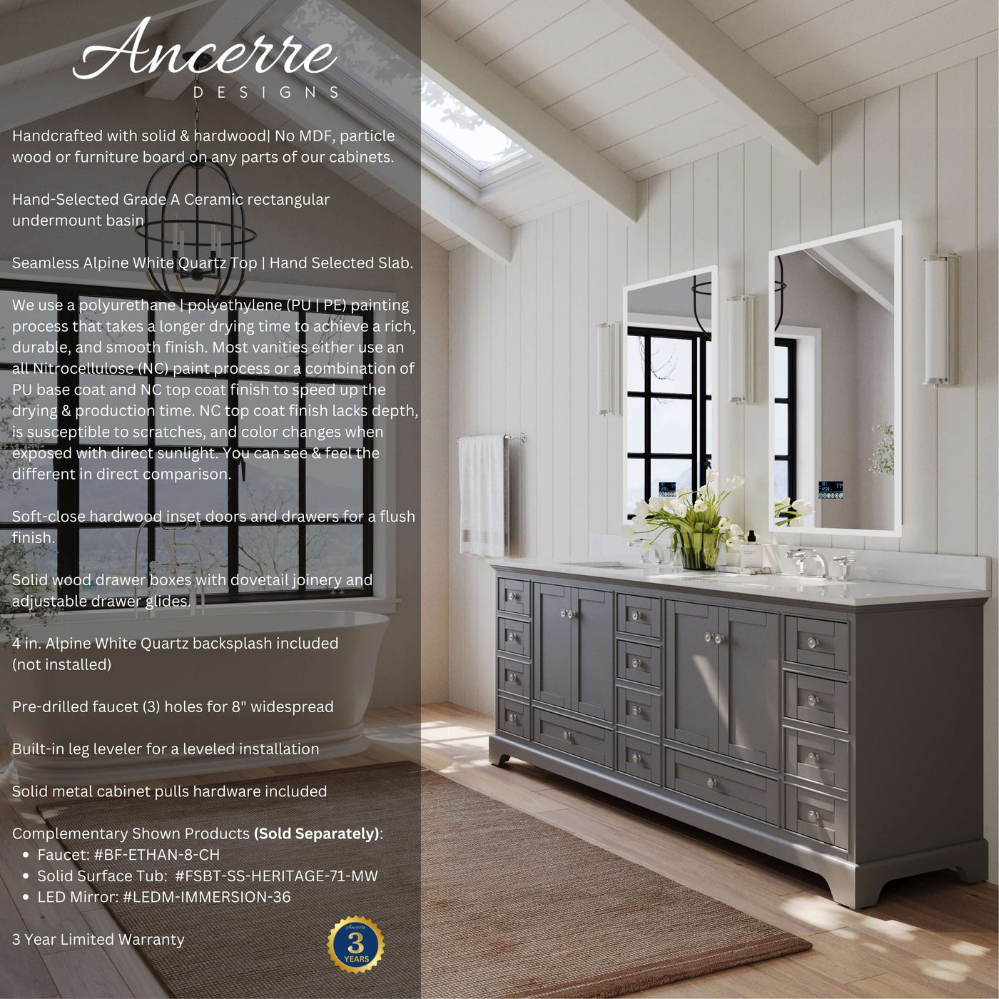 Audrey 84" Bath Vanity Set by Ancerre Designs