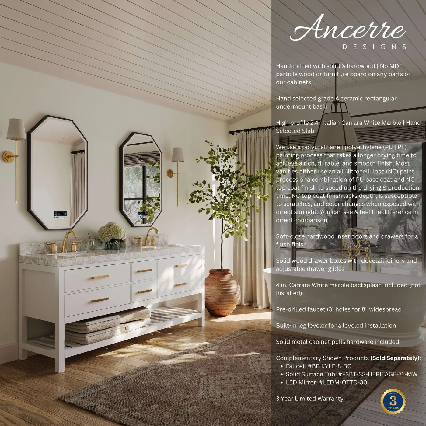 Elizabeth 72" Bath Vanity Set by Ancerre Designs