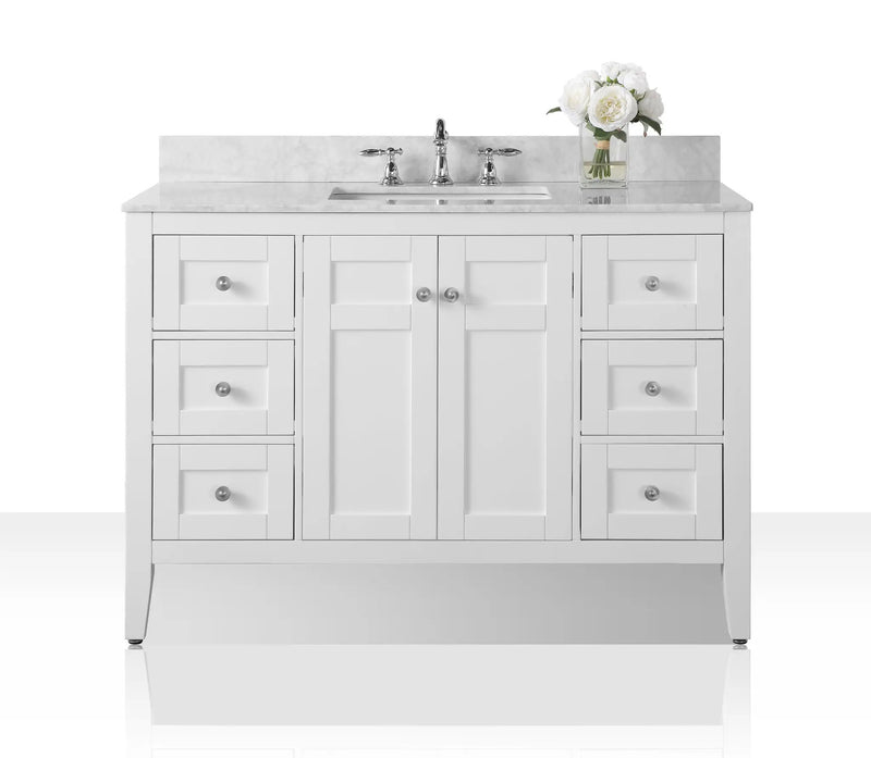 Maili Bathroom Vanity with Sink and Carrara White Marble Top Cabinet Set by Ancerre Designs