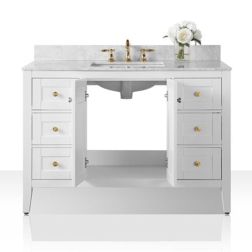Maili Bathroom Vanity with Sink and Carrara White Marble Top Cabinet Set by Ancerre Designs