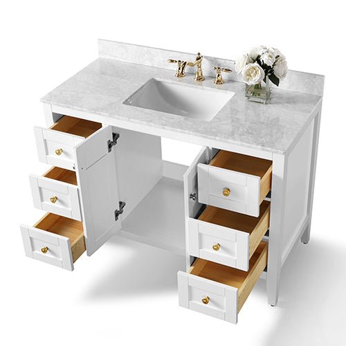 Maili Bathroom Vanity with Sink and Carrara White Marble Top Cabinet Set by Ancerre Designs