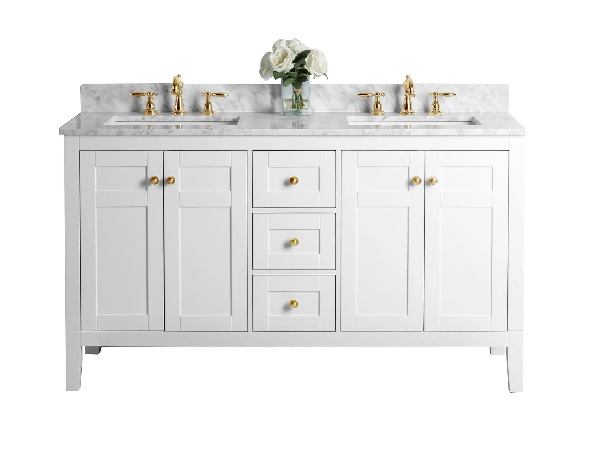 Maili Bathroom Vanity with Sink and Carrara White Marble Top Cabinet Set by Ancerre Designs