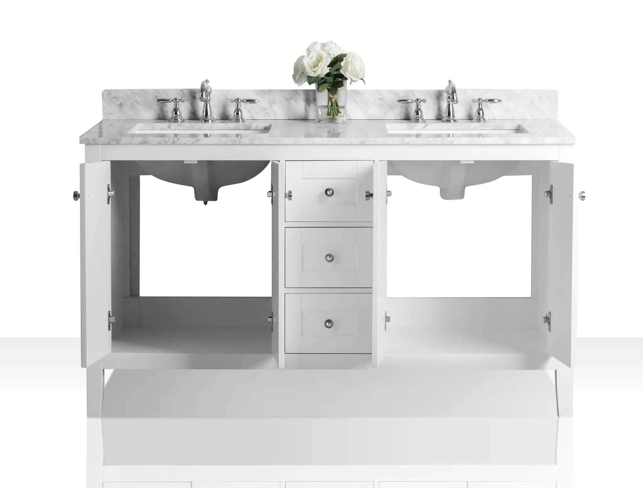 Maili Bathroom Vanity with Sink and Carrara White Marble Top Cabinet Set by Ancerre Designs