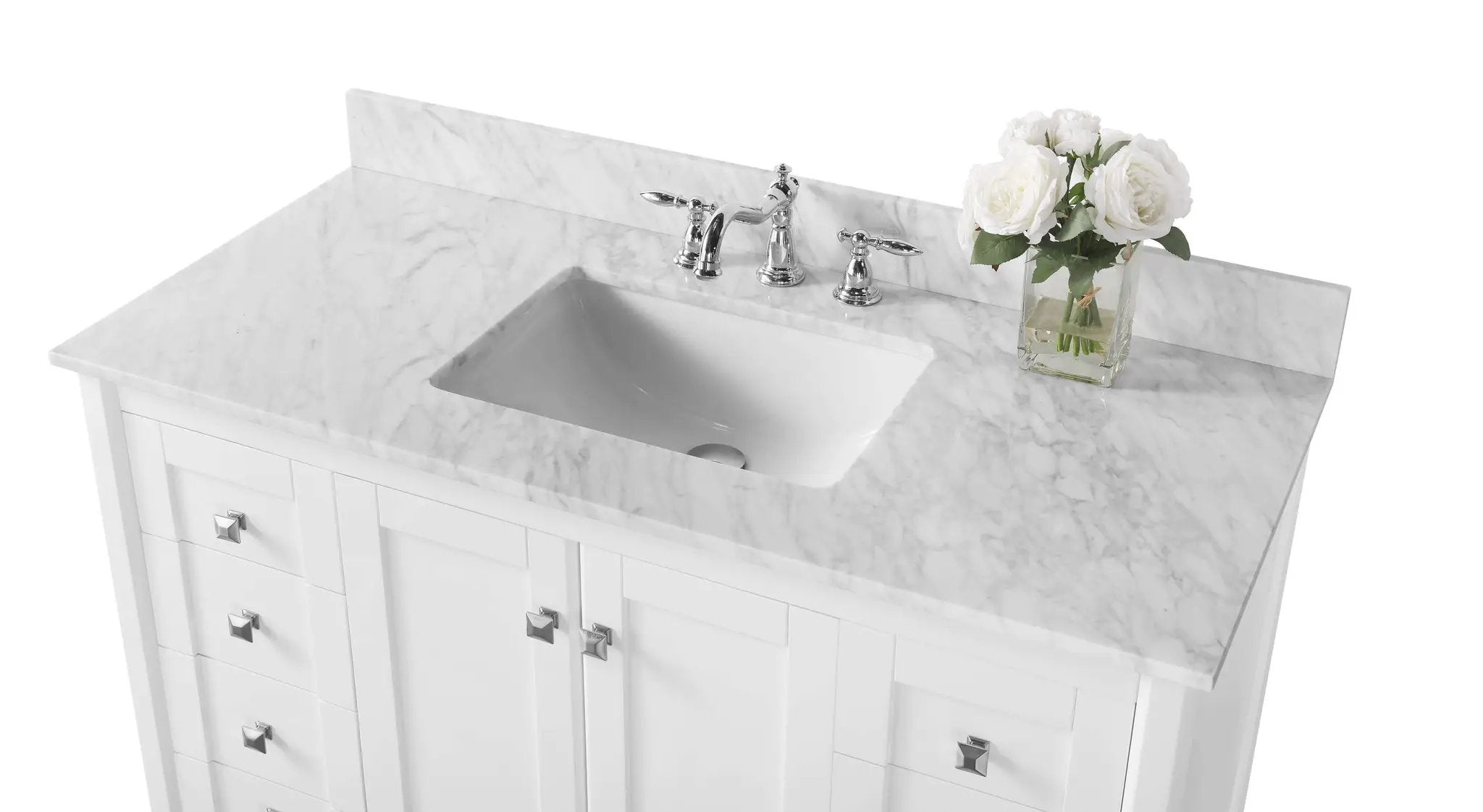 Shelton Bathroom Vanity with Sink and Carrara White Marble Top Cabinet Set by Ancerre Designs