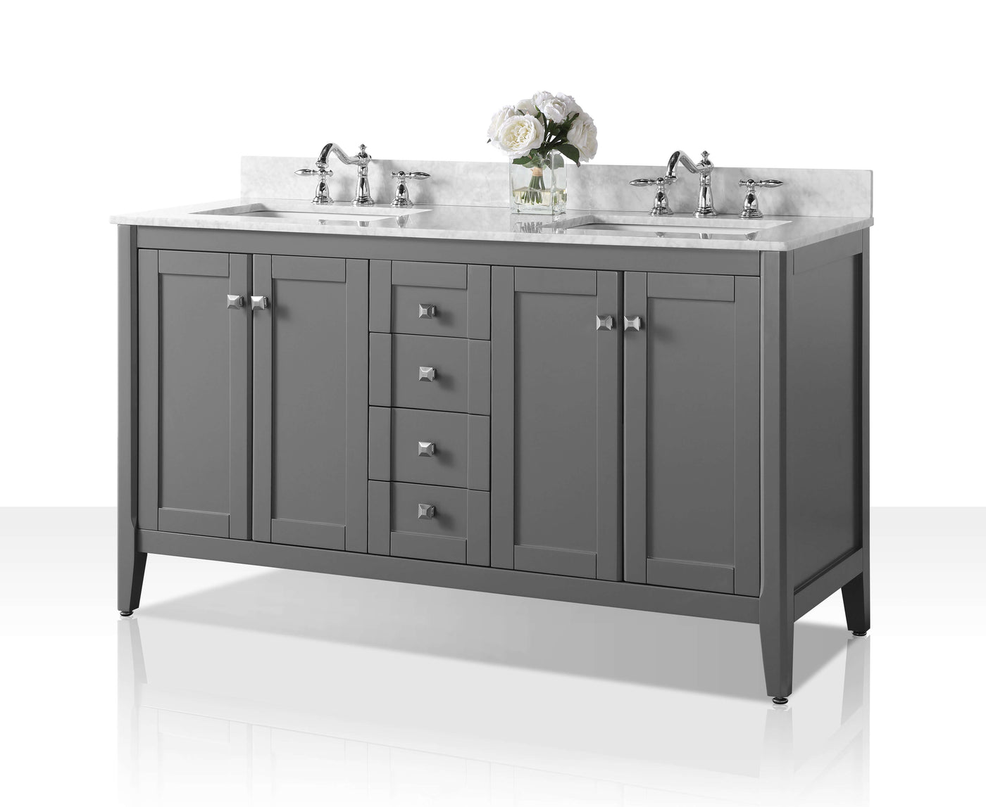 Shelton Bathroom Vanity with Sink and Carrara White Marble Top Cabinet Set by Ancerre Designs