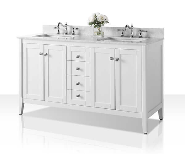 Shelton Bathroom Vanity with Sink and Carrara White Marble Top Cabinet Set by Ancerre Designs