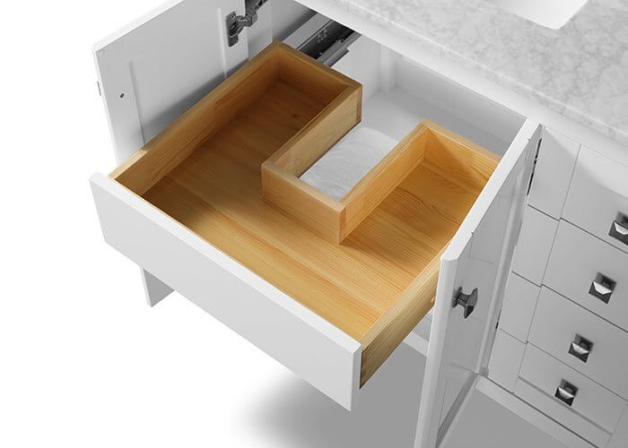 Shelton Bathroom Vanity with Sink and Carrara White Marble Top Cabinet Set by Ancerre Designs