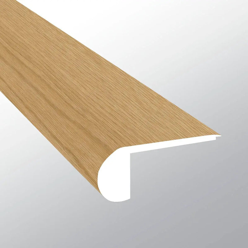 Laurel Bayside Buff Semi Gloss Flush Stair Nose Wood Look Lvt Moldings 2.75x0.75 close up