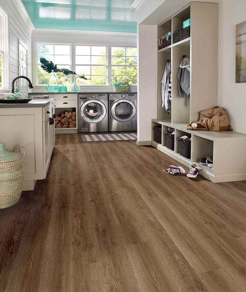 Ashton Bergen Hills Semi Gloss Quarter Round Wood Look Lvt Moldings 0.64x0.75 in a finished room
