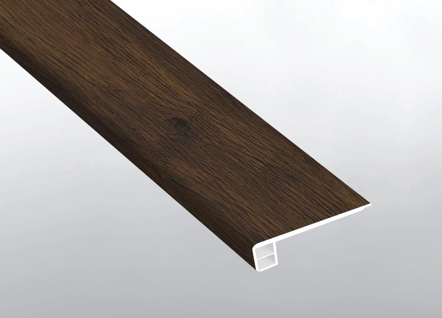 Cyrus Braly Semi Gloss Flush Stair Nose End Cap Wood Look Lvt Moldings 2.75x0.75 close up