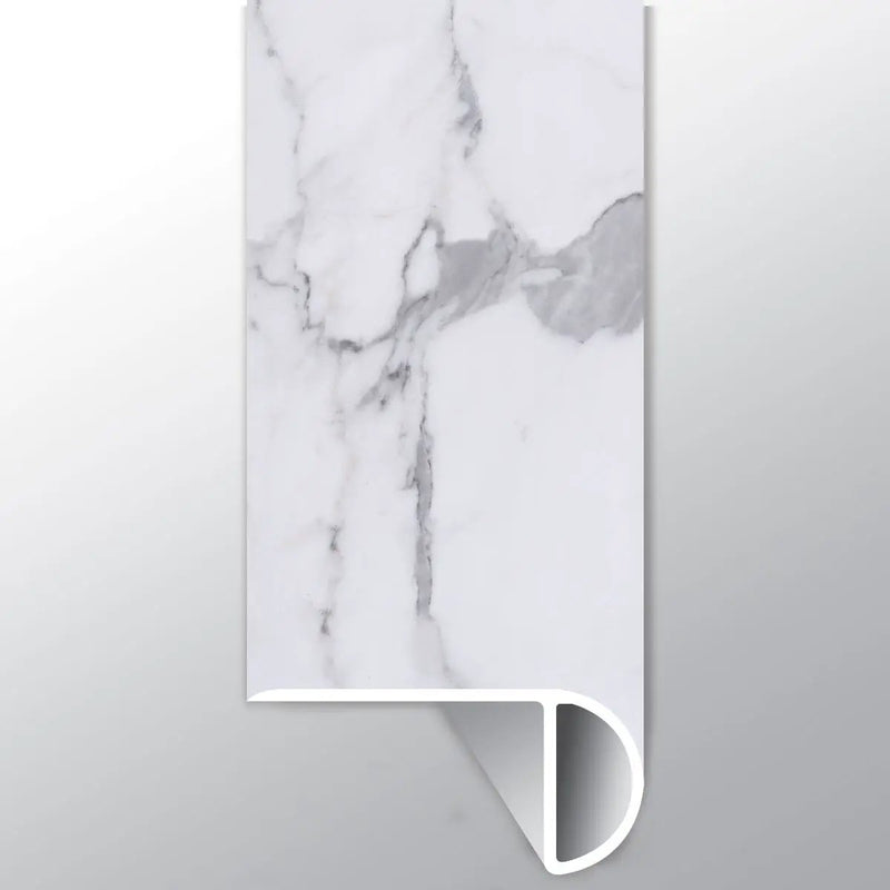Trecento Calacatta Legend Semi Gloss Overlap Stair Nose Marble Look Lvt Moldings 2.23x1.03 close up