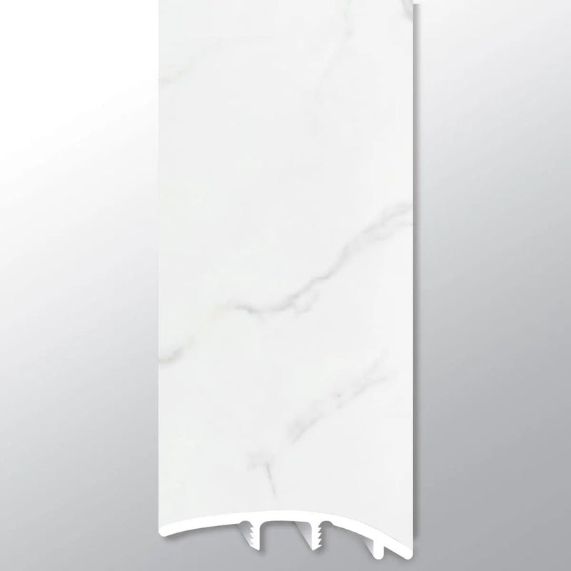 Trecento Calacatta Marbello Semi Gloss Stair Riser Lvt Moldings 1.77x0.345 close up