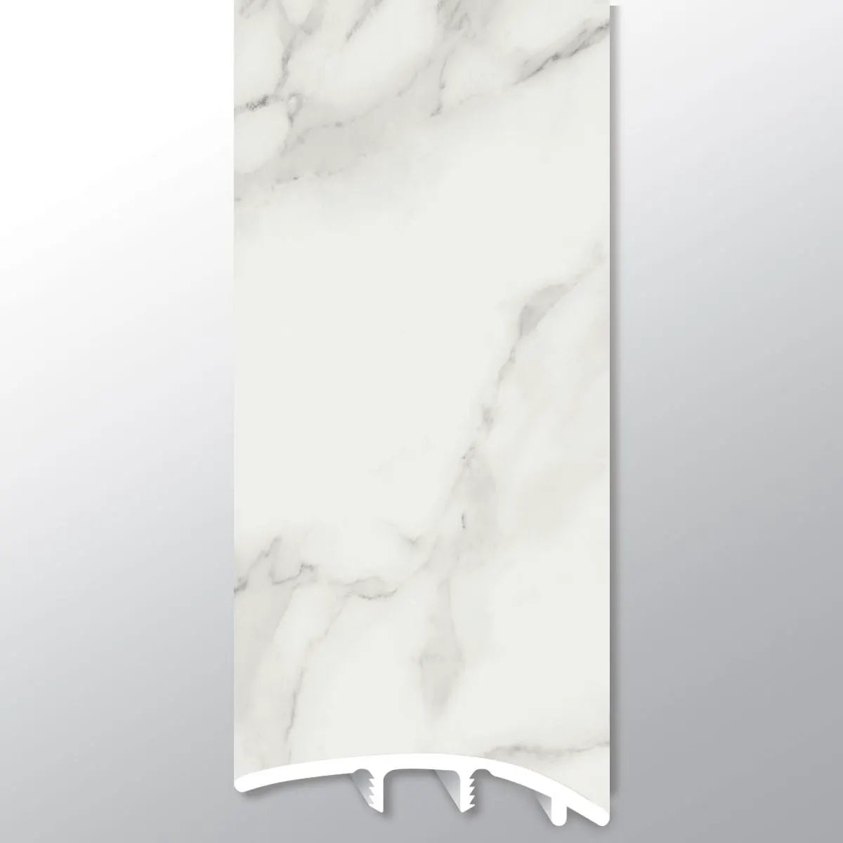 Trecento Calacatta Venosa Gold Semi Gloss Stair Riser Marble Look Lvt Moldings 1.5x0.25 close up