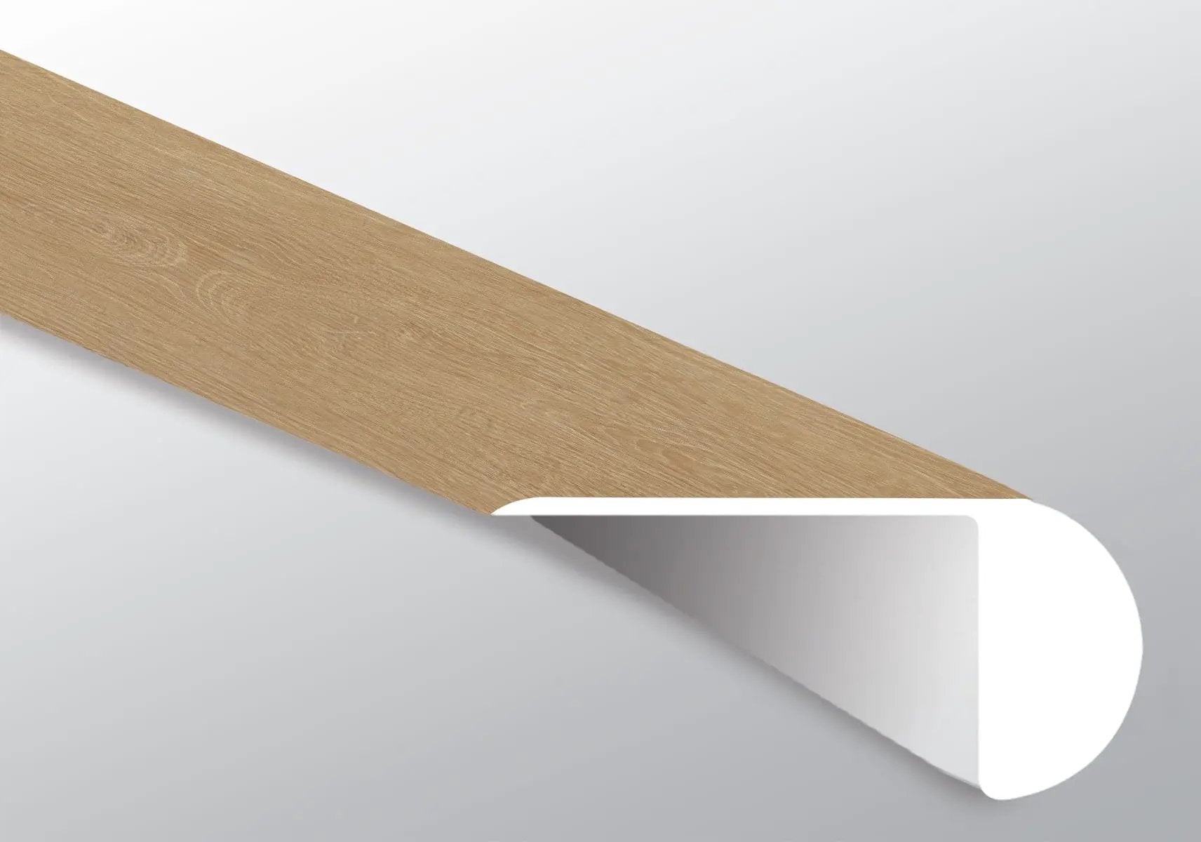 Laurel Coastal Cottage Semi Gloss Overlap Stair Nose Wood Look Lvt Moldings 2.23x1.03 close up