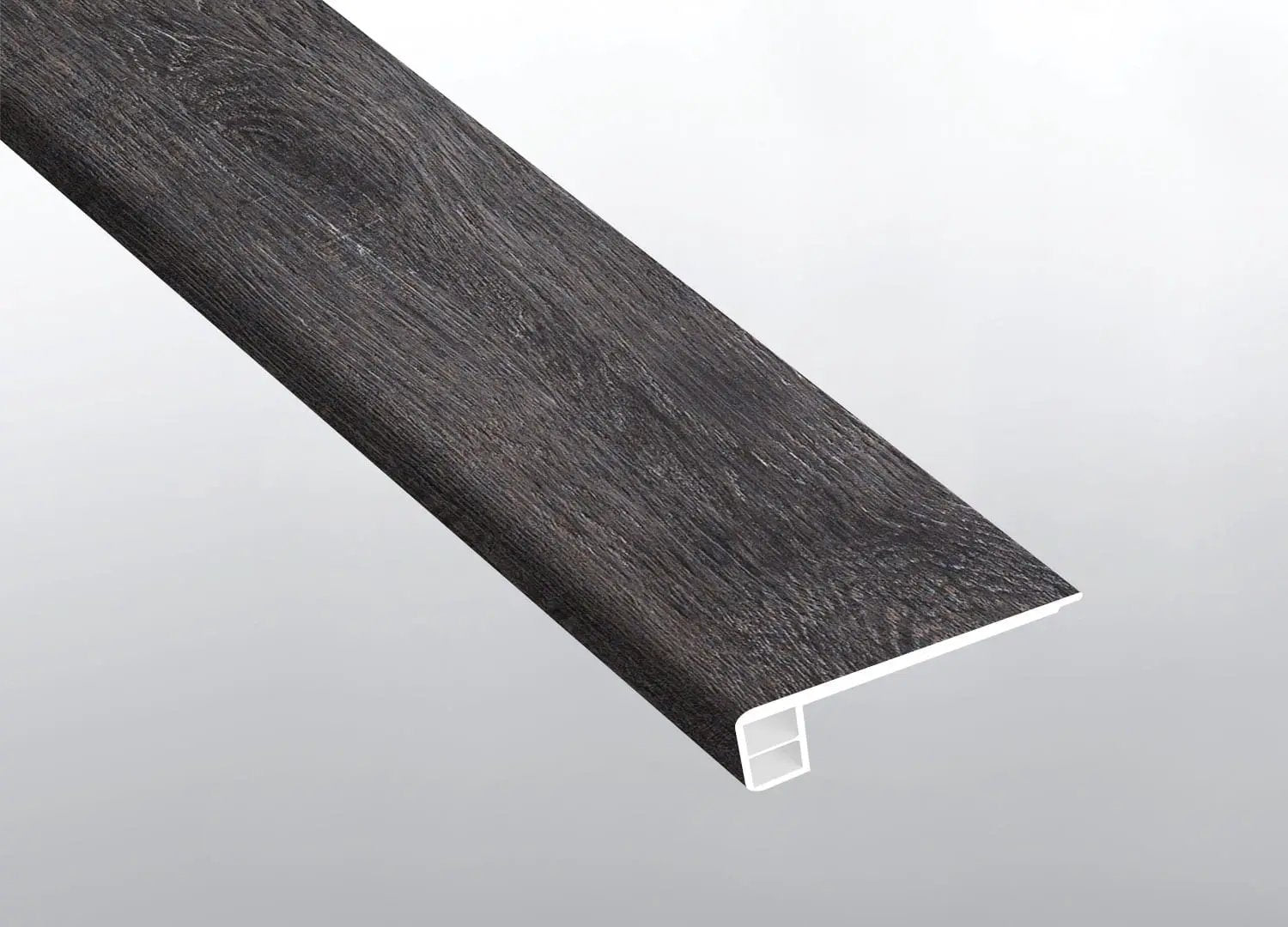 Andover Dakworth Semi Gloss Flush Stair Nose End Cap Wood Look Lvt Moldings 2.75x0.75 close up